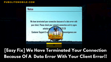 Data Error With Your Client BGMI Error