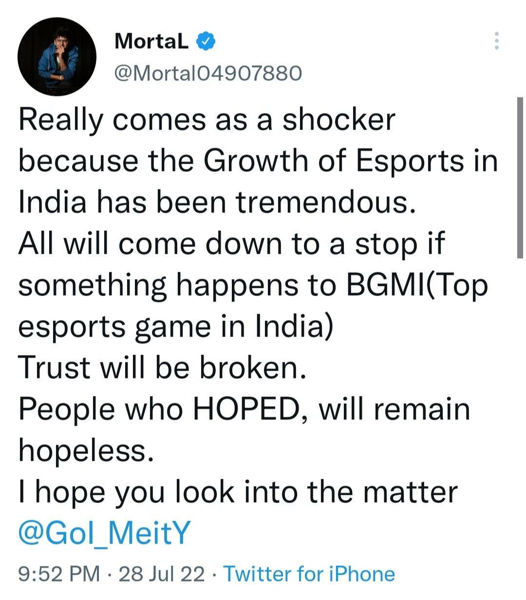 Mortal's Reaction to BGMI's removal from App Store & Play Store